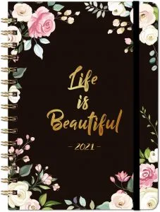 Agenda Semainier Horizontal 2021 Noir Fleurs Life Is Beautiful